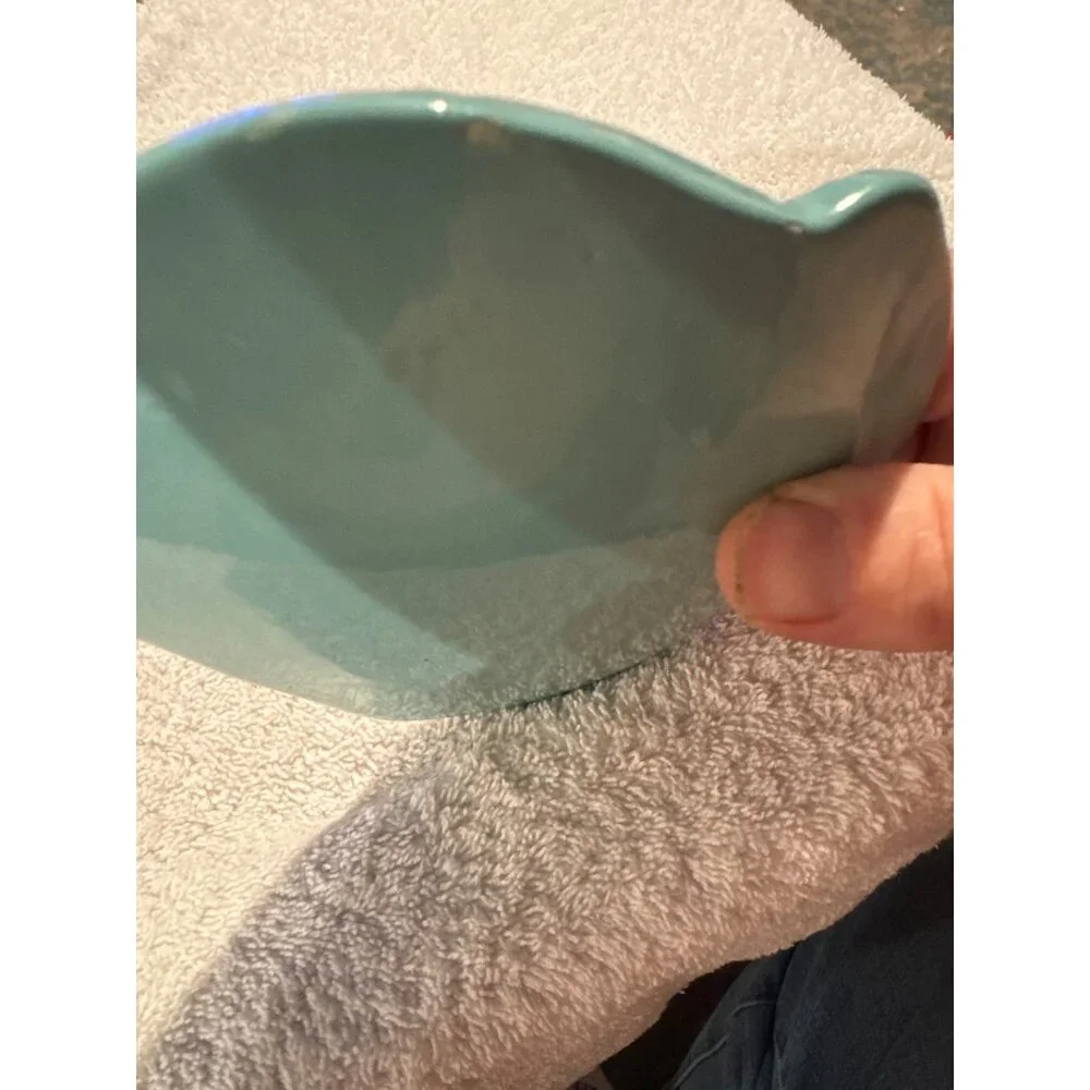 Vintage Ceramic Aqua & Yellow Fish Trinket Dish-Soap Dish-Kitsch-Tropical-Beachy